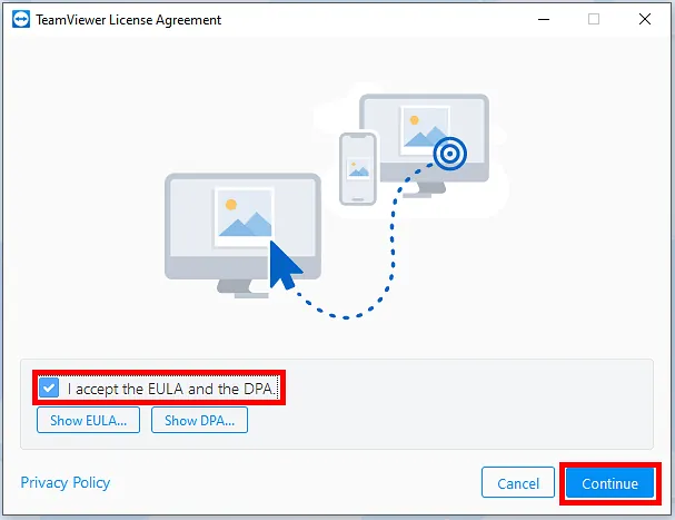 Oppsett av e-post på Windows via fjernstyring steg1