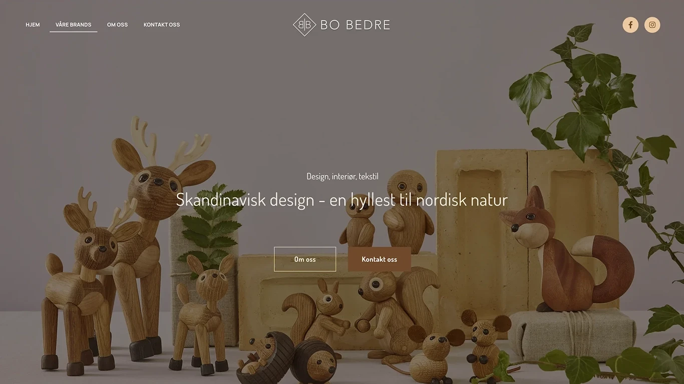 Bo Bedre bruker store bilder for å vise fram produkter