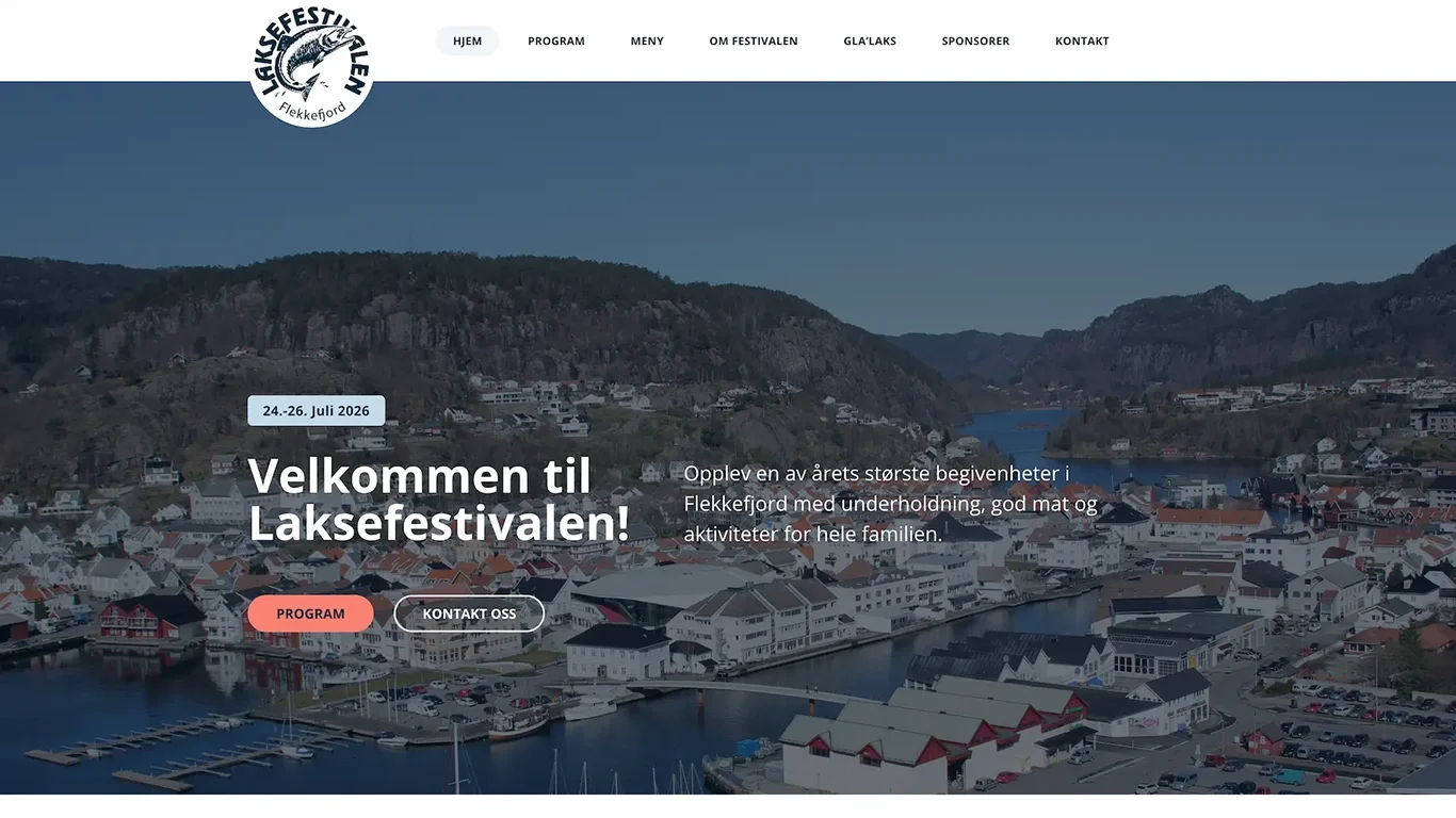 Laksefestivalen bruker et luftfoto av Flekkefjord