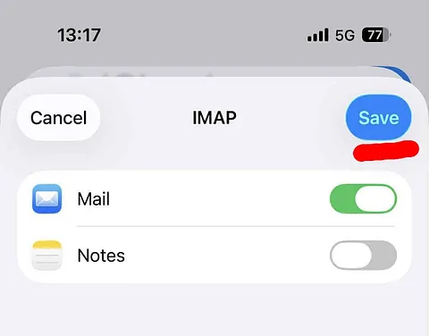 Oppsett av e-postkonto i Mail for iPhone steg 9