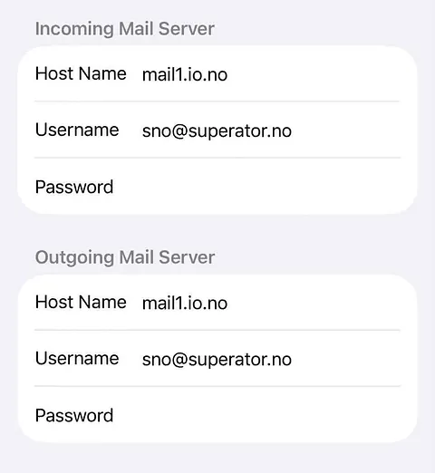 Oppsett av e-postkonto i Mail for iPhone steg 9