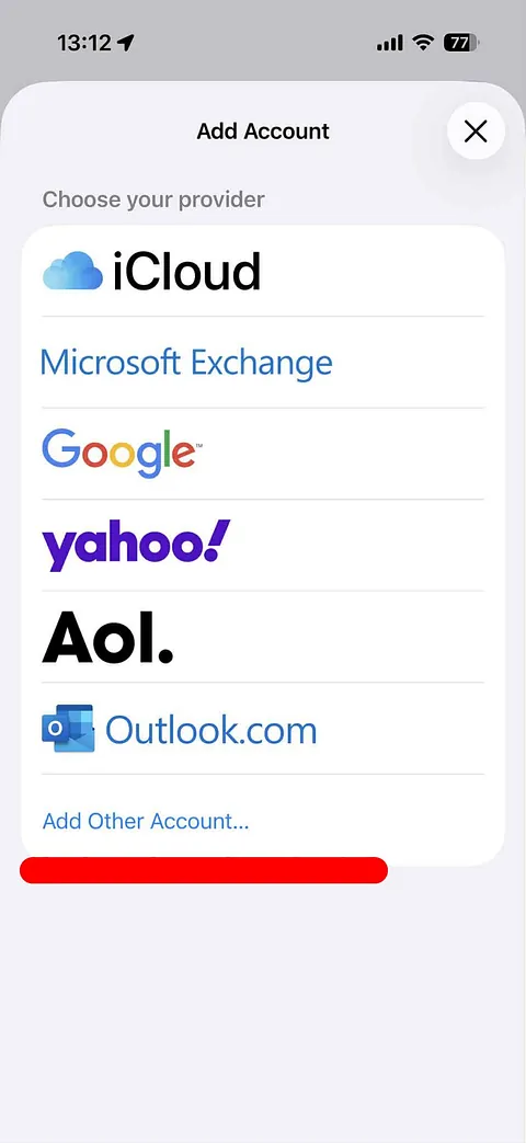 Oppsett av e-postkonto i Mail for iPhone steg 6