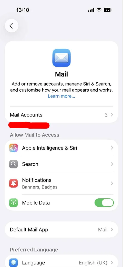 Oppsett av e-postkonto i Mail for iPhone steg 3